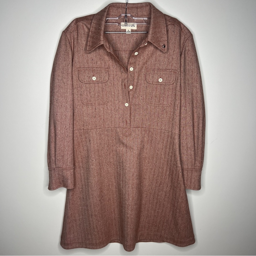 Carven Long Sleeve Wool Button Dress